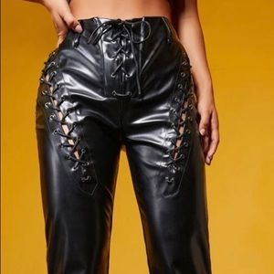 NWOT - SHEIN - PU Leather Grommet Eyelets Lace Up Pants